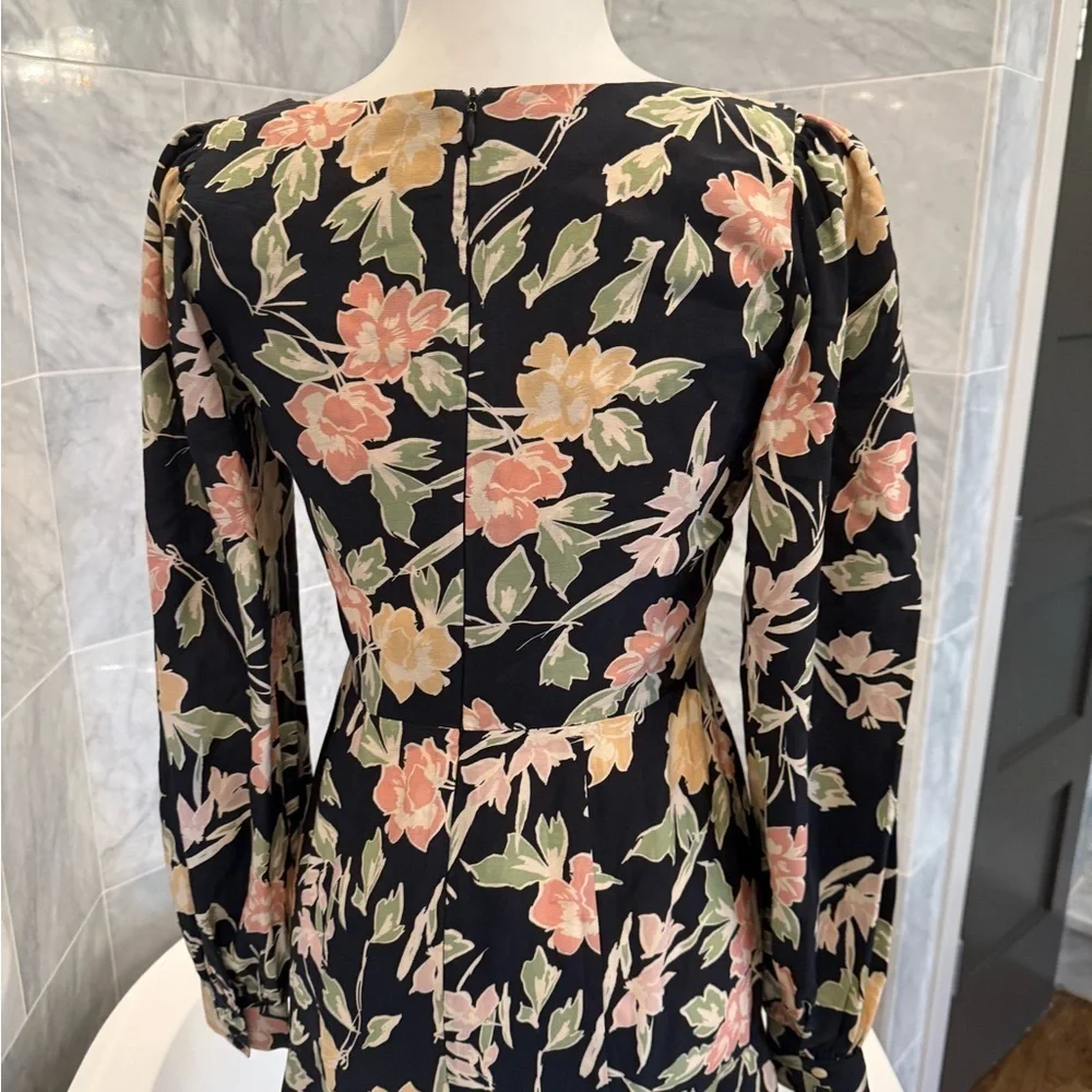 Yumi Kim Hey Jude Dress Size 4 Haze Night Black Floral Long Sleeve Mini Revolve - Picture 8 of 13